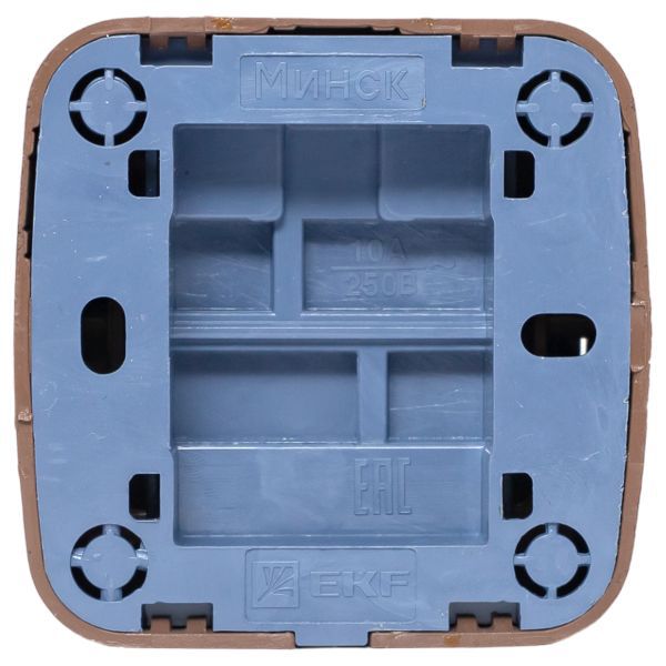  Выключатель 1-кл. 2п ОП Минск 10А IP20 с индикатором темн. дерево EKF EGV10-121-40 фото в каталоге от BTSprom.by