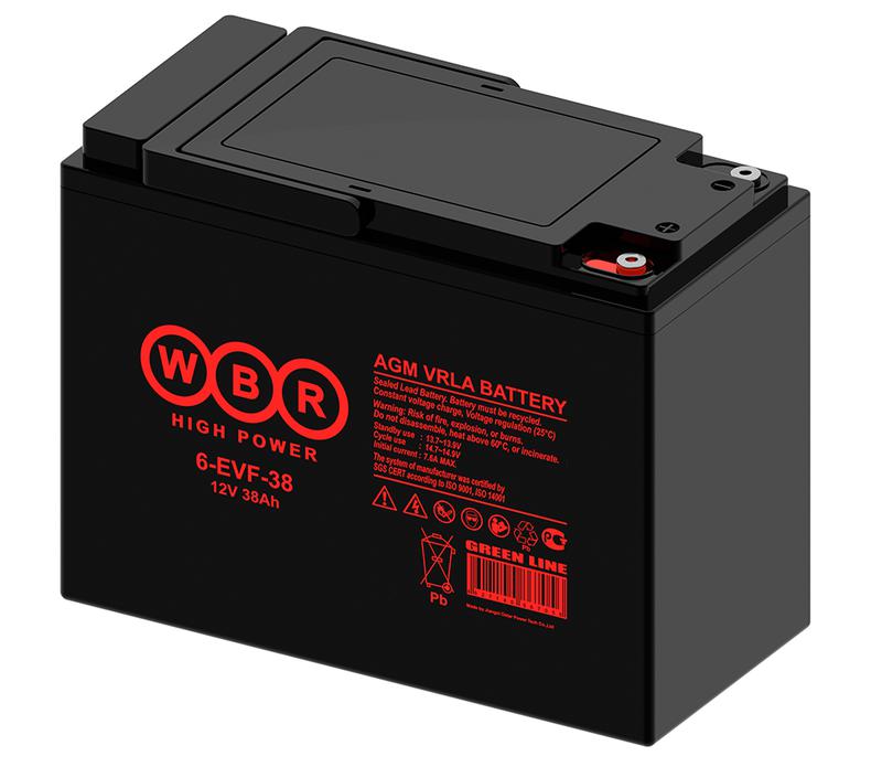 аккумулятор тяговый 12в 38а.ч wbr 6-evf-38 wbr от BTSprom.by