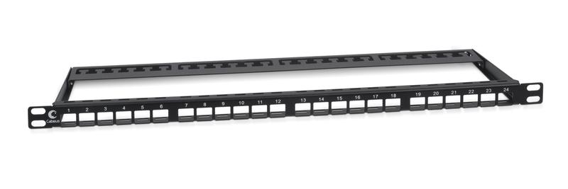 патч-панель модульная 19дюйм 0.5u 24 порта для неэкранир. модулей высокой плотности с задн. кабельн. организатором (без модулей) cabeus 9662c от BTSprom.by