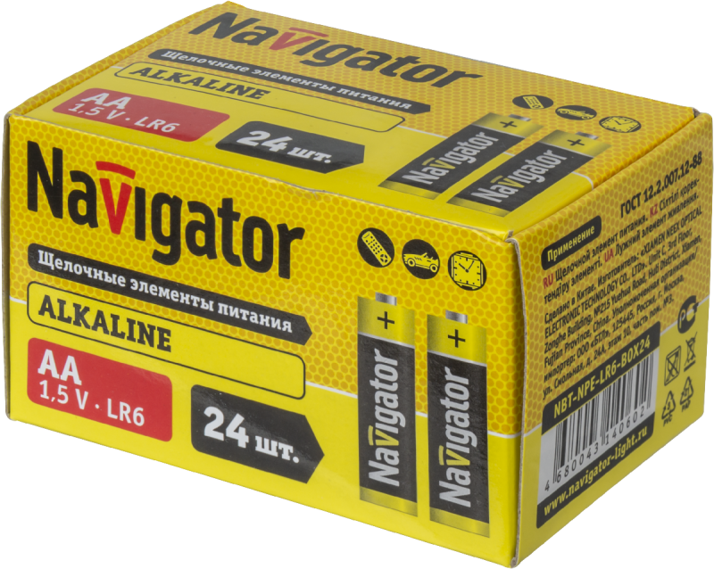 элемент питания алкалиновый aa/lr6 14 060 nbt-npe-lr6-box24 (уп.24шт) navigator 14060 от BTSprom.by