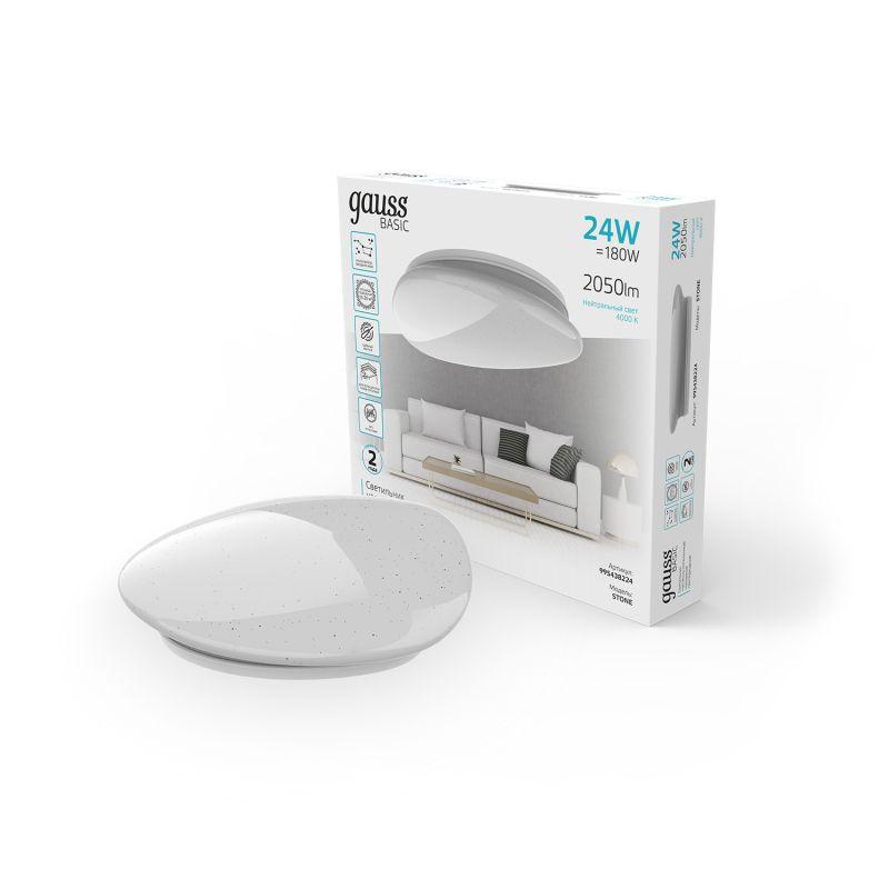 светильник светодиодный basic 24вт 4000к ip20 d370х90мм нпс настенно-потолочный space stone gauss 995438224 от BTSprom.by