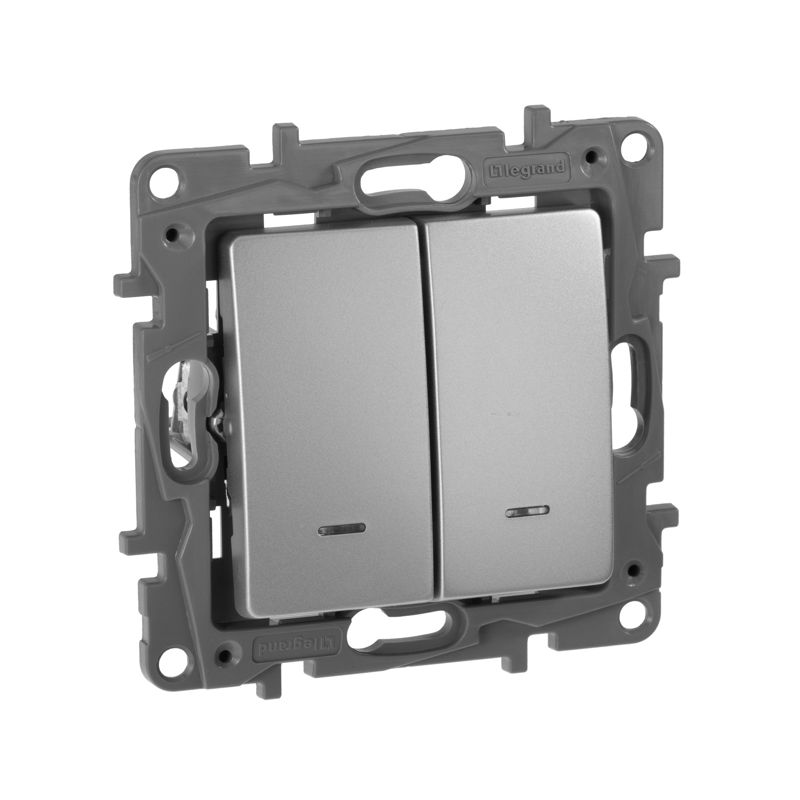 выключатель 2-кл. сп etika 10а ip20 250в 10ax с подсветкой/индикацией авт. зажимы механизм алюм. iek 672404 от BTSprom.by