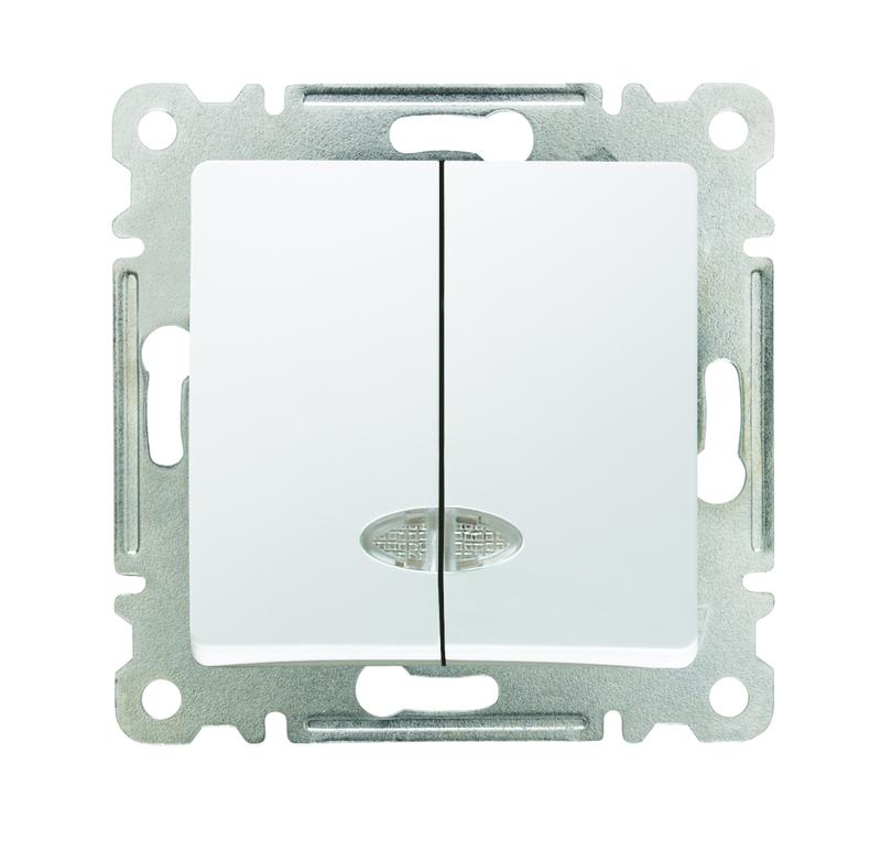 выключатель 2-кл. сп lillium ip20 с подсветкой механизм бел. makel 30001023 от BTSprom.by