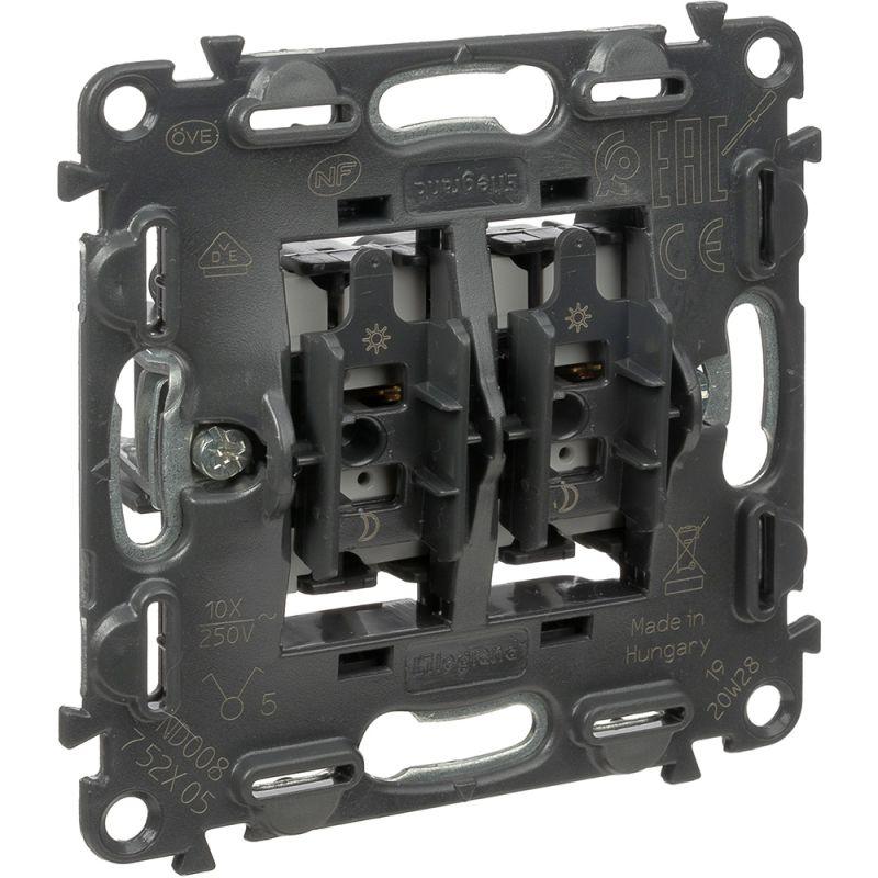  Выключатель 2-кл. СП Valena In'matic 10А IP20 250В безвинтов. зажимы механизм сер. Leg 752005 фото в каталоге от BTSprom.by