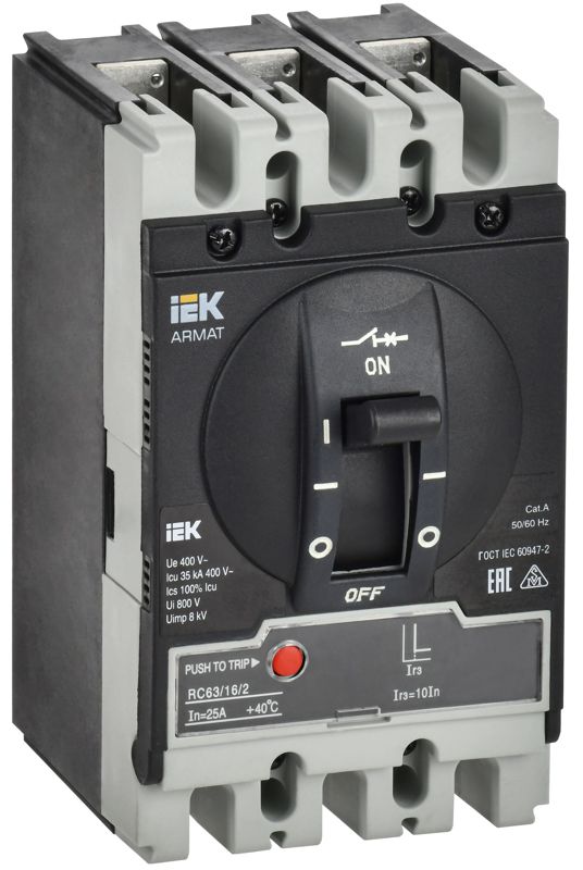 выключатель автоматический в литом корпусе 3п s 35ка 16а расцепитель электромагн. регулируемый armat iek ar-mccb-3s-035-0016a-mtuc от BTSprom.by