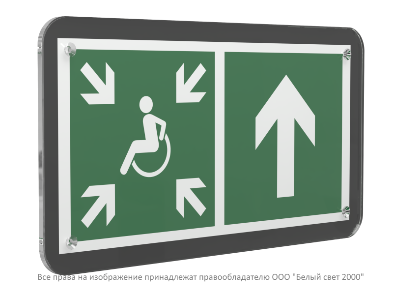 знак безопасности ps-33186-black.e77"напр.движ. к пункту сбора мгн прямо" белый свет a32996 от BTSprom.by