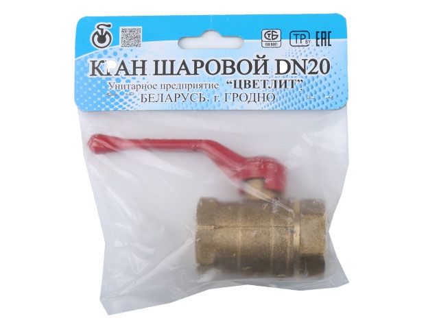 кран шаровый 3/4" вн.-вн. ручка pn1,6 мпа, 11б27п5, цветлит (инд. упаковка) (zw10014) zw10014 от BTSprom.by