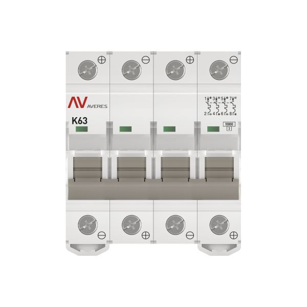  Выключатель автоматический модульный 4п K 63А 10кА AV-10 DC AVERES EKF mcb10-DC-4-63K-av фото в каталоге от BTSprom.by