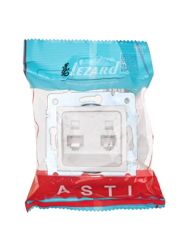  Розетка компьютерная 2-м СП ASTI IP20 RJ45 механизм жемчуж./бел. перламутр. LEZARD 7081-3088-141 фото в каталоге от BTSprom.by