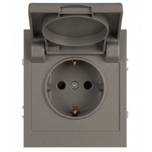 розетка 1-м с заземл. со шторками с крышкой сп 16а ip20 250в arktik титан эра б0070440 от BTSprom.by