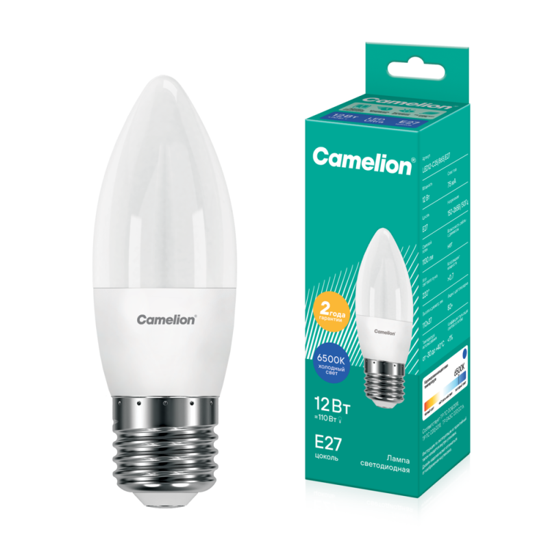 лампа светодиодная led12-c35/865/e27 12вт 220в camelion 13692 от BTSprom.by
