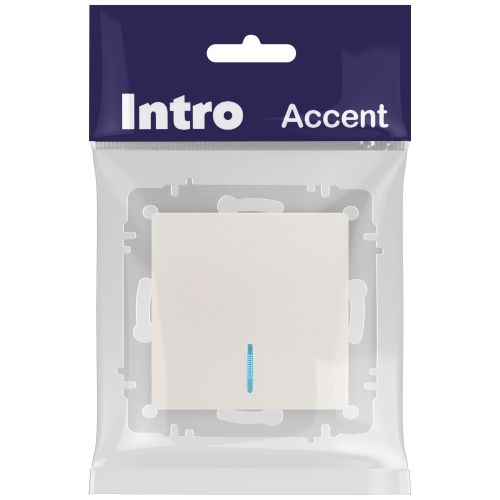  Выключатель 1-кл. СП Accent 6-102-06 10А IP20 250В с подсветкой AL/CU перламутр. Intro Б0063467 фото в каталоге от BTSprom.by