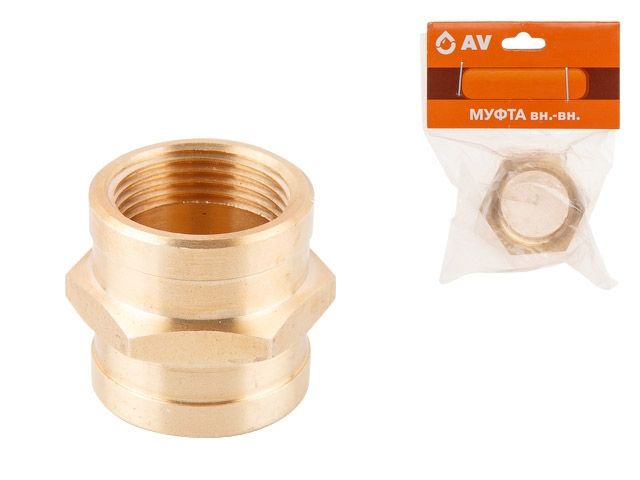 муфта 3/4" вн.-вн., av engineering (инд. упак.) (латунь, макс.  16 бар, макс.  110 °с) ave302002 от BTSprom.by