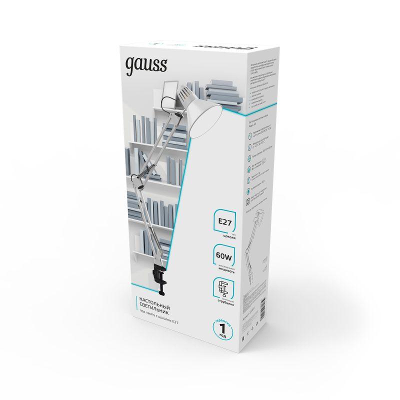  Светильник GTL 60Вт E27 струбцина бел. GAUSS GT0011 фото в каталоге от BTSprom.by