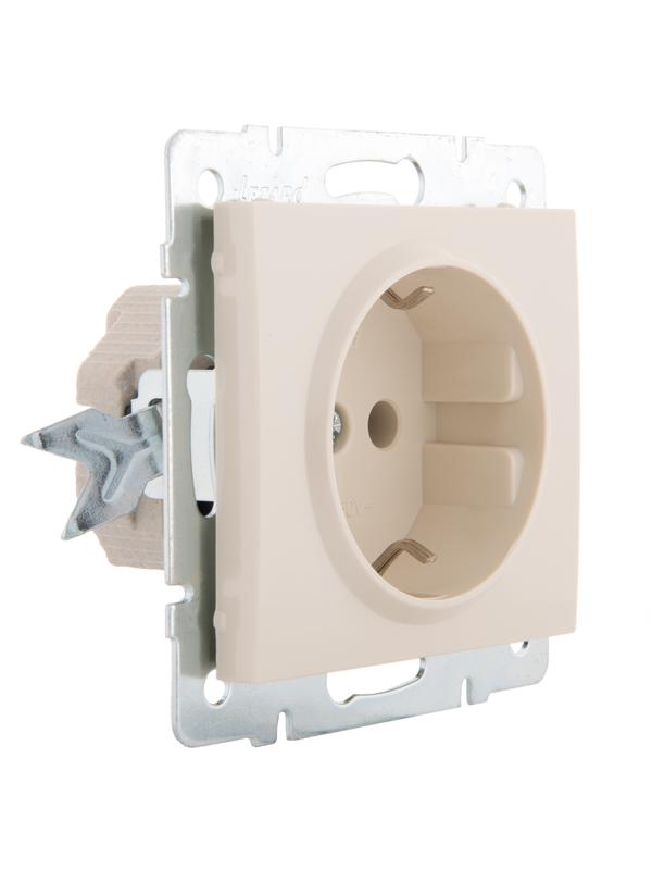  Розетка 1-м СП Rain 16А IP20 с заземл. керамика механизм крем. LEZARD 703-0388-122 фото в каталоге от BTSprom.by