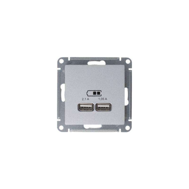  Розетка USB AtlasDesign тип A+A 5В 1х2.1А 2х1.05А механизм жемчуж. SE ATN000433 фото в каталоге от BTSprom.by