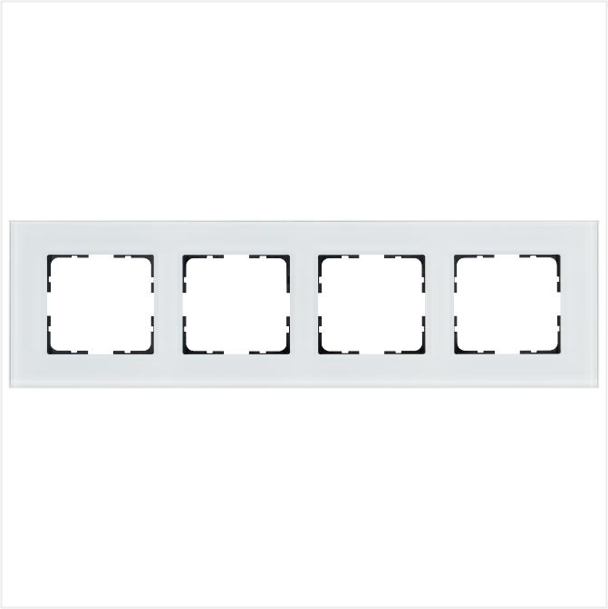 рамка 4-м g-glass стекло бел. white glass jasmart g1004gw от BTSprom.by