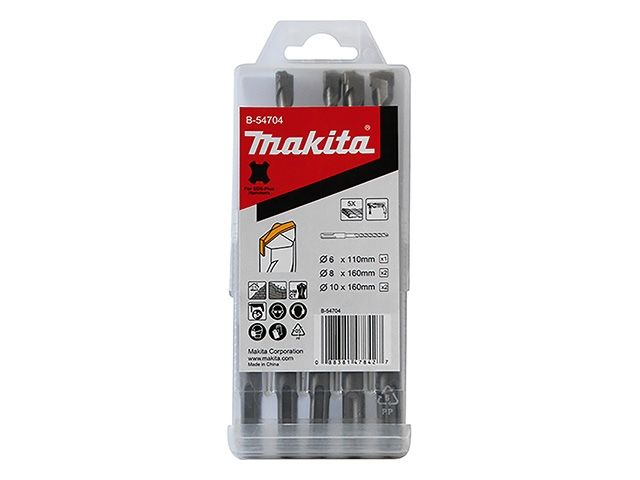 набор буров sds-plus centering tip makita 5 шт (6x110 1шт, 8x160 2шт,10x160 2шт) b-54704 от BTSprom.by