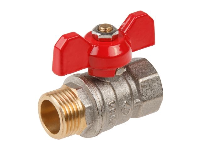 кран шаровый 1/2" нар.-вн. бабочка pn30, av engineering (латунь, макс.  40 бар, макс.  110 °с) ave141012 от BTSprom.by