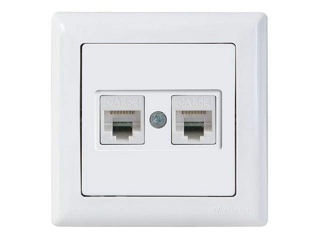 розетка компьютерная 2xrj45 (cat5e, скрытая) белая, daria, mutlusan ((2xrj 45) 8-pin, соединения типа 568a или 568b) от BTSprom.by