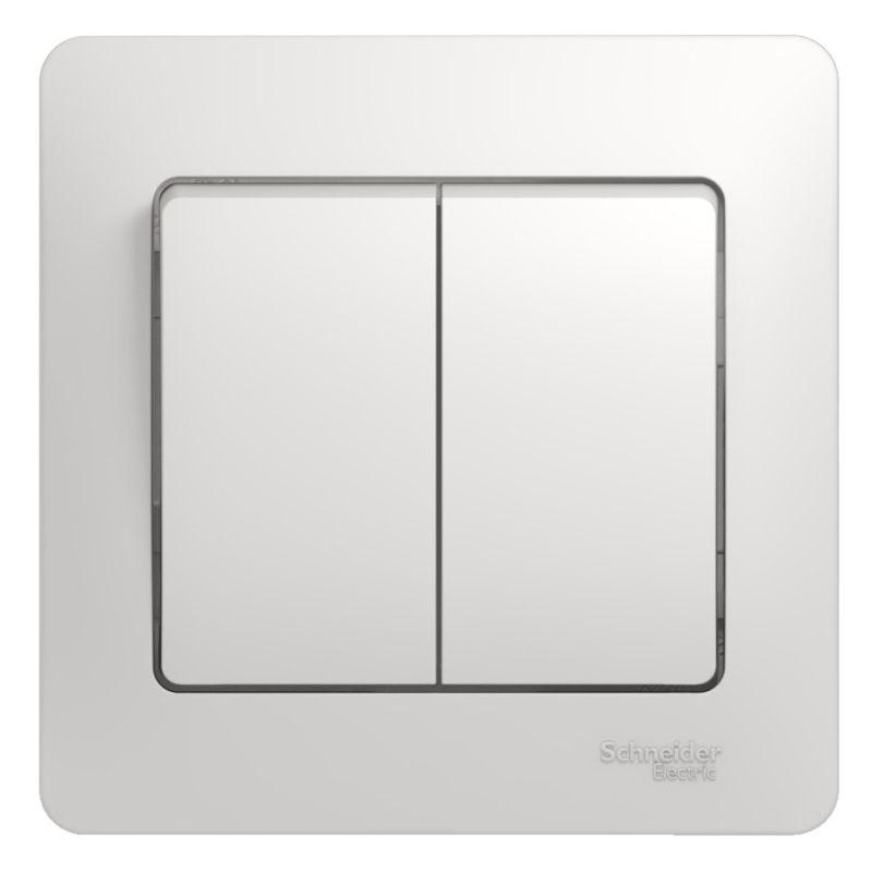 выключатель 2-кл. сп glossa 10а ip20 (сх. 5) 10ax в сборе бел. se gsl000152 от BTSprom.by