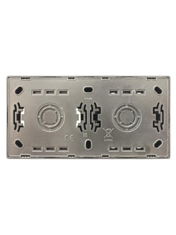  Блок ОП LETO (2-кл. выключатель + 1-м розетка с заземл.) горизонт. платина LEZARD 752-3500-170BKP фото в каталоге от BTSprom.by