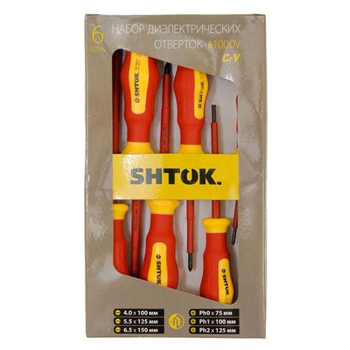 набор отверток 1000в картон (6 предметов) (09906) shtok 376361 от BTSprom.by