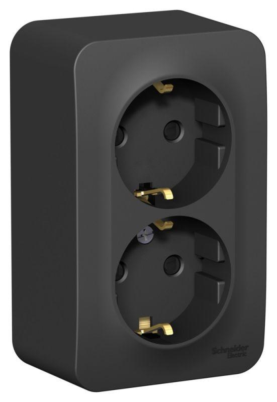 розетка 2-м оп blanca 16а ip20 250в с заземл. защ. шторки с изолир. пластиной антрацит se blnra011216 от BTSprom.by
