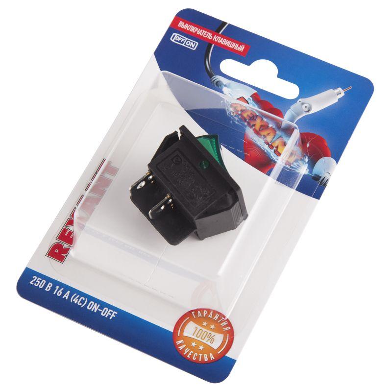  Выключатель клавишный 250В 16А (4с) ON-OFF зел. с подсветкой (RWB-502 SC-767 IRS-201-1) блист. Rexant 06-0304-B фото в каталоге от BTSprom.by