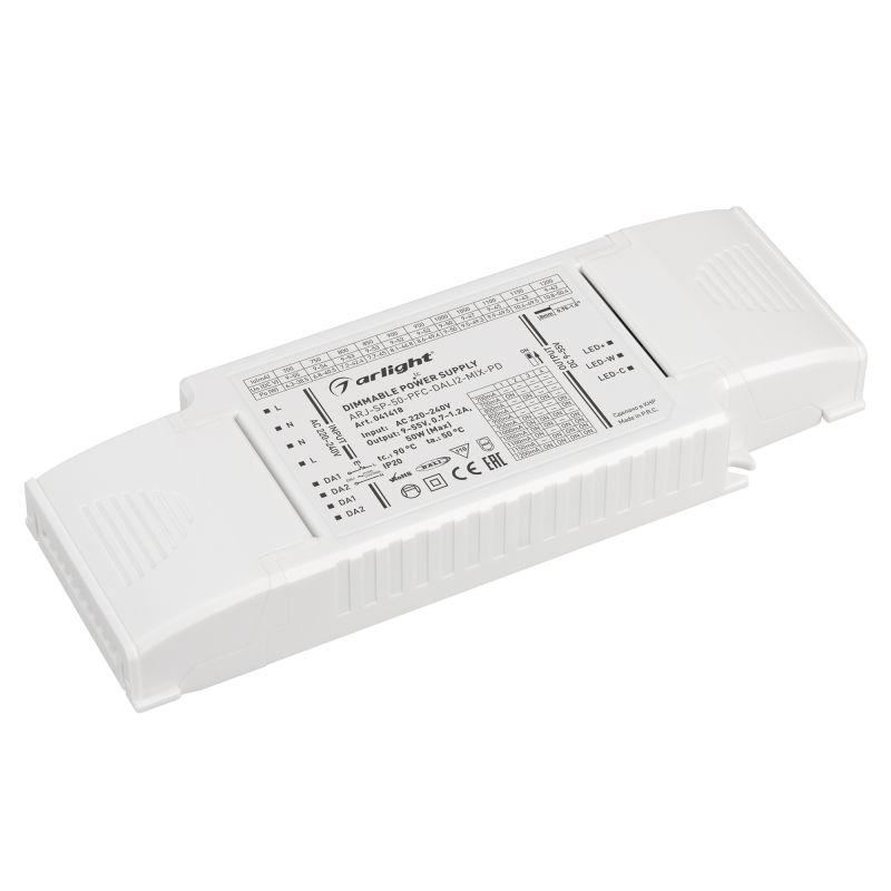 блок питания arj-sp-50-pfc-dali2-mix-pd (50вт 9-55в 0.7-1.2а) ip20 пластик arlight 041418 от BTSprom.by