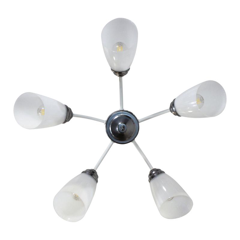  Светильник "Китти" 151 (плафон П0475) НПБ 01-5х60-134 Е27 ИУ бел. хром Элетех 1005404449 фото в каталоге от BTSprom.by