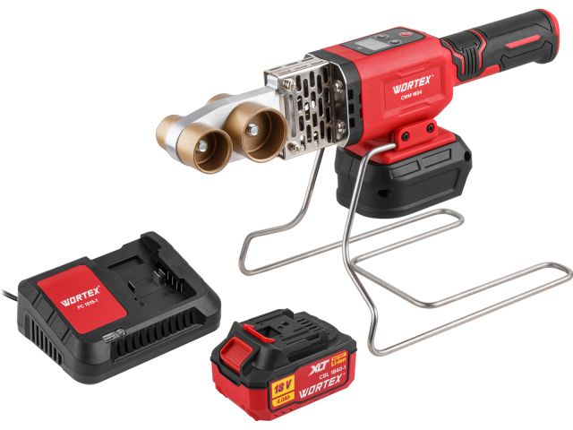 аккум. сварочный аппарат для полимерных труб wortex cwm 1834 all1 xlt set с акб и зу+3 насадки (300 вт, 25-340 c, электронная регулировка.) 1304777 от BTSprom.by