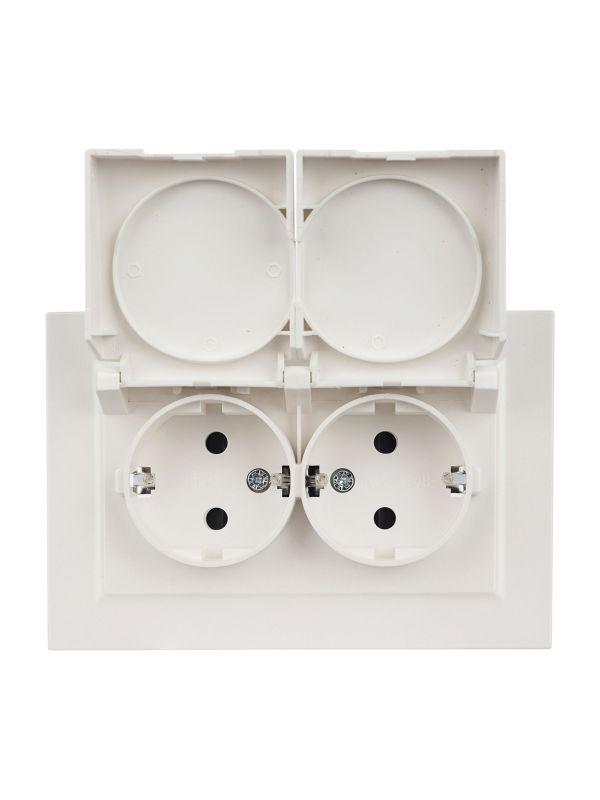  Розетка 2-м СП BRITE РСбш12-3-44-БрЖ 16А в сборе IP44 с крышкой жемчуж. IEK BR-R26-16-44-K36-F фото в каталоге от BTSprom.by