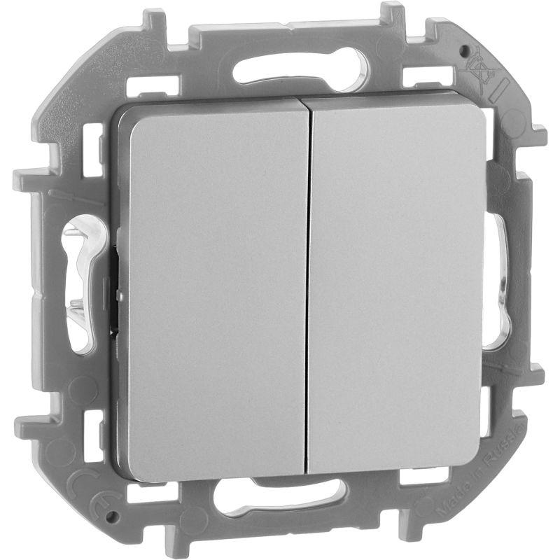 выключатель 2-кл. inspiria 10а ip20 250в 10ax механизм алюм. iek 673622 от BTSprom.by