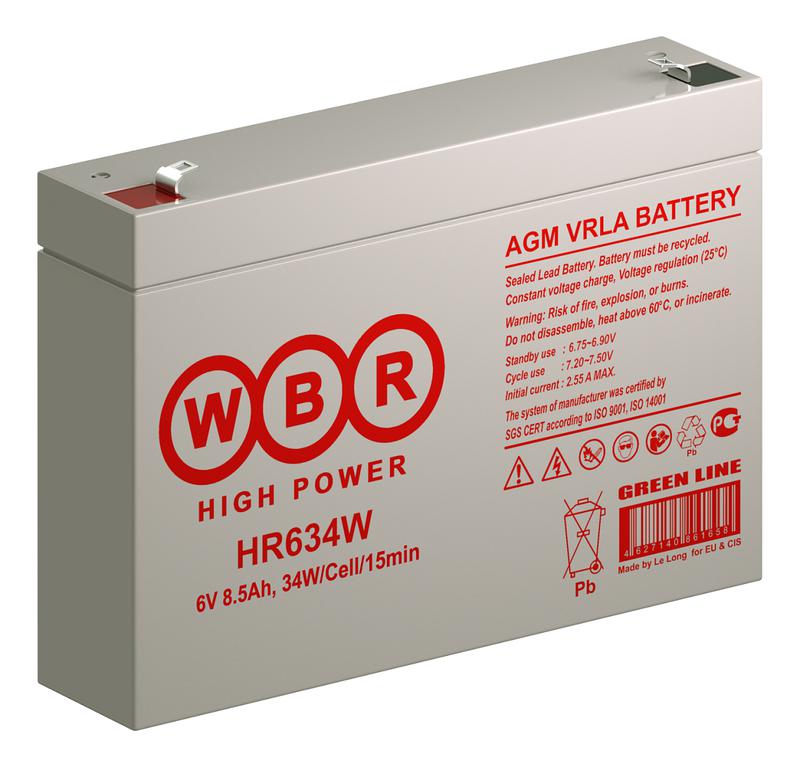  Аккумулятор 6В 9А.ч WBR HR634W WBR фото в каталоге от BTSprom.by