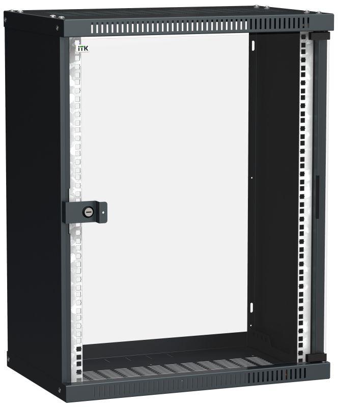 шкаф linea we 15u 550x350мм дверь стекло черн. itk lwe5-15u53-gf от BTSprom.by