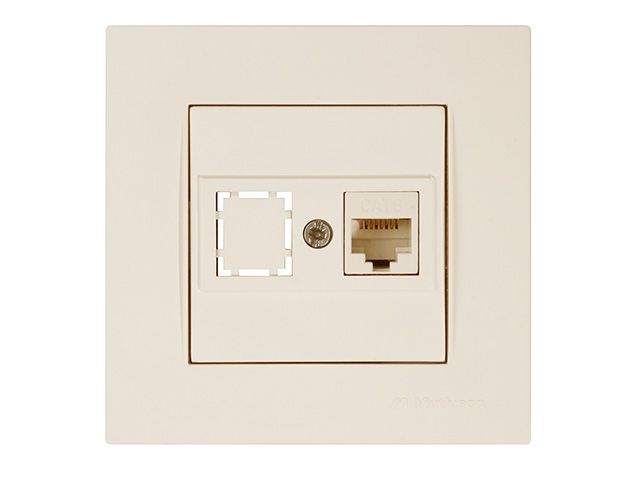 розетка компьютерная 1xrj45 (cat6, скрытая) кремовая, rita, mutlusan 2220 140 0102 от BTSprom.by