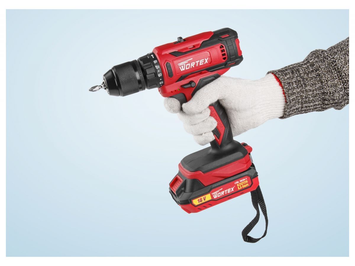  Аккум. дрель-шуруповерт WORTEX BD 1820-1 Li в чем. ALL1 XLT 18 В, 30 Н*м, 2х2 А*ч, БЗП(мет.) 13 мм (шурупы до 8 мм) 0329209 фото в каталоге от BTSprom.by