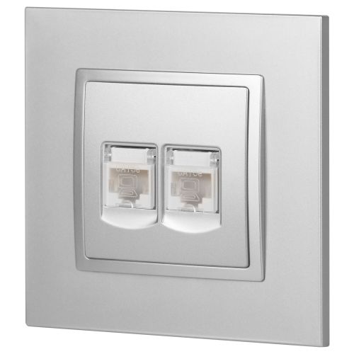  Розетка компьютерная 2-м Elegance 14-3108-03 RJ45 IP20 механизм алюм. Эра Б0034310 фото в каталоге от BTSprom.by