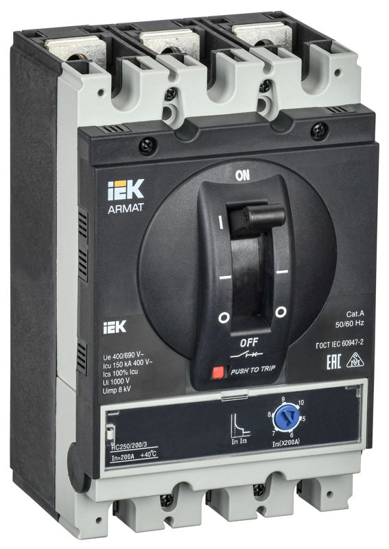 выключатель автоматический в литом корпусе 3п g 150ка 200а расцепитель электромагн. регулируемый armat iek ar-mccb-3g-150-0200a-mtuc от BTSprom.by