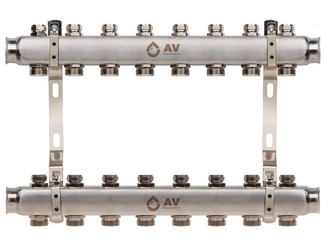 коллекторная группа ave162, 8 вых. av engineering (pro серия для отопления (радиаторы)) ave16200108 от BTSprom.by