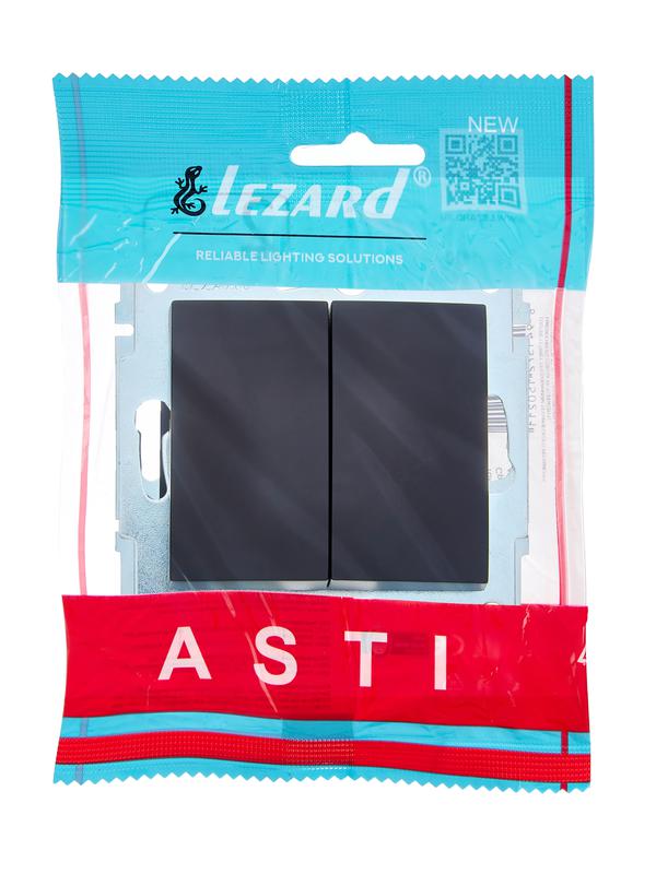  Выключатель 2-кл. 1п СП ASTI 10А IP20 механизм черн. бархат LEZARD 7081-4288-101 фото в каталоге от BTSprom.by