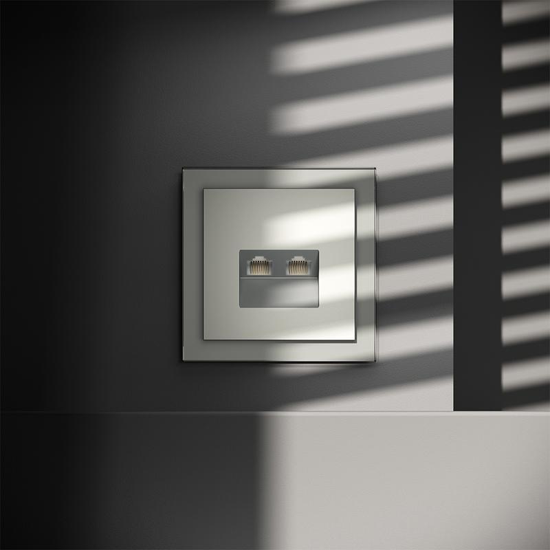  Розетка компьютерная 2-м СП S70 RJ45 + RJ45 кат.6 механизм сталь Voltum VLS060205 фото в каталоге от BTSprom.by