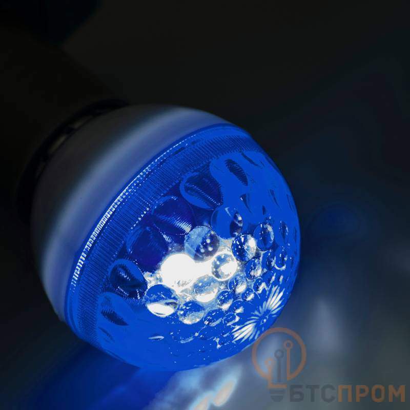  Лампа строб E27, диаметр 50, синяя, (10млн вспышек) фото в каталоге от BTSprom.by