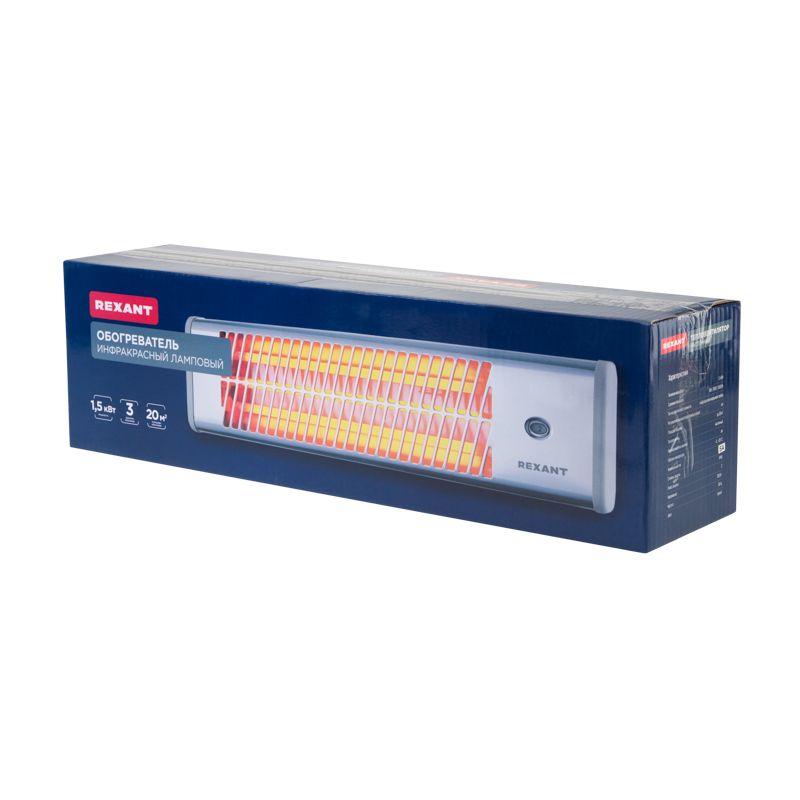  Обогреватель электрический инфракрасный панельный 1.5кВт с кварцевыми лампами в стальном корпусе с регулировкой мощности сер. Rexant 60-0059 фото в каталоге от BTSprom.by