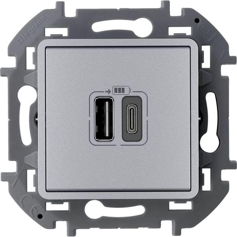 устройство зарядное inspiria с 2-мя usb разьемами a и c 240в/5в 3000ма алюм. iek 673762 от BTSprom.by