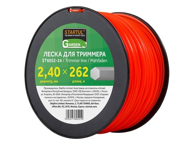 леска ф 2.4 мм х 262 м шестигр. сеч. startul garden st6052-24 от BTSprom.by