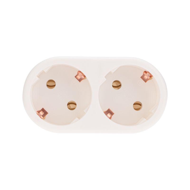  Разветвитель 2-м с заземл. 16А IP20 бел. (уп.2шт) Rexant 11-1075-2 фото в каталоге от BTSprom.by