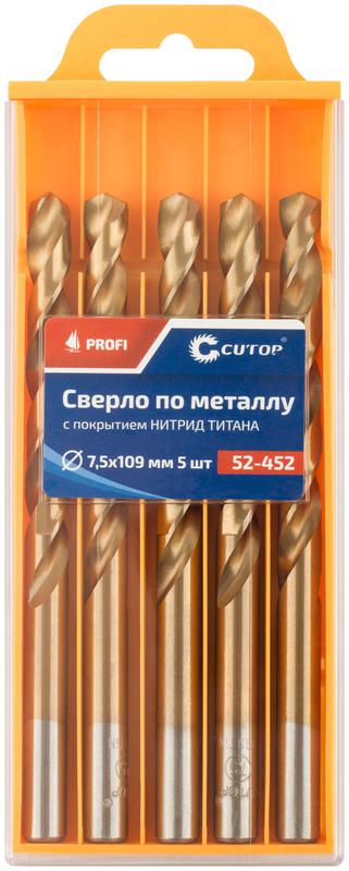 Сверло по металлу Profi с титановым покрытием 7.5х109мм (уп.5шт) Cutop 52-452 фото в каталоге от BTSprom.by