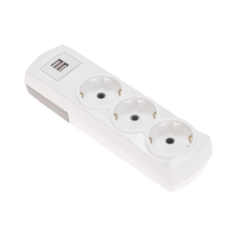 колодка 3-м с заземл. premium 2 usb бел. rexant 13-4402 от BTSprom.by